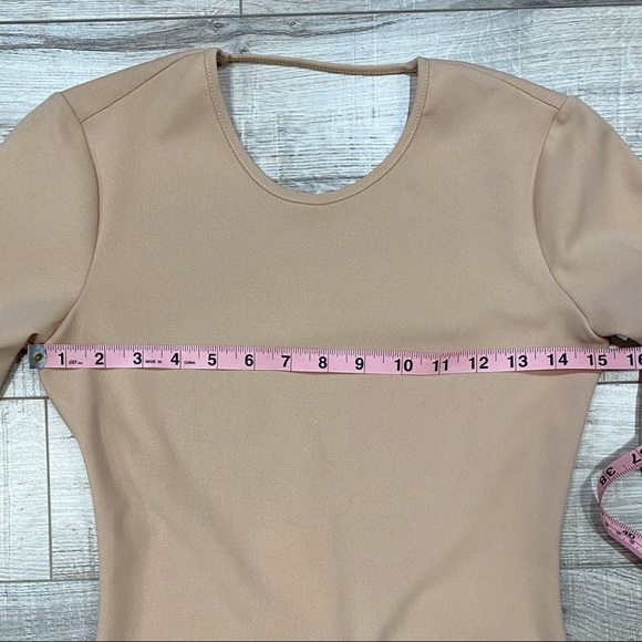 Zara Nude Beige Low Back Long Bodycone Dress Small - Picture 9 of 16